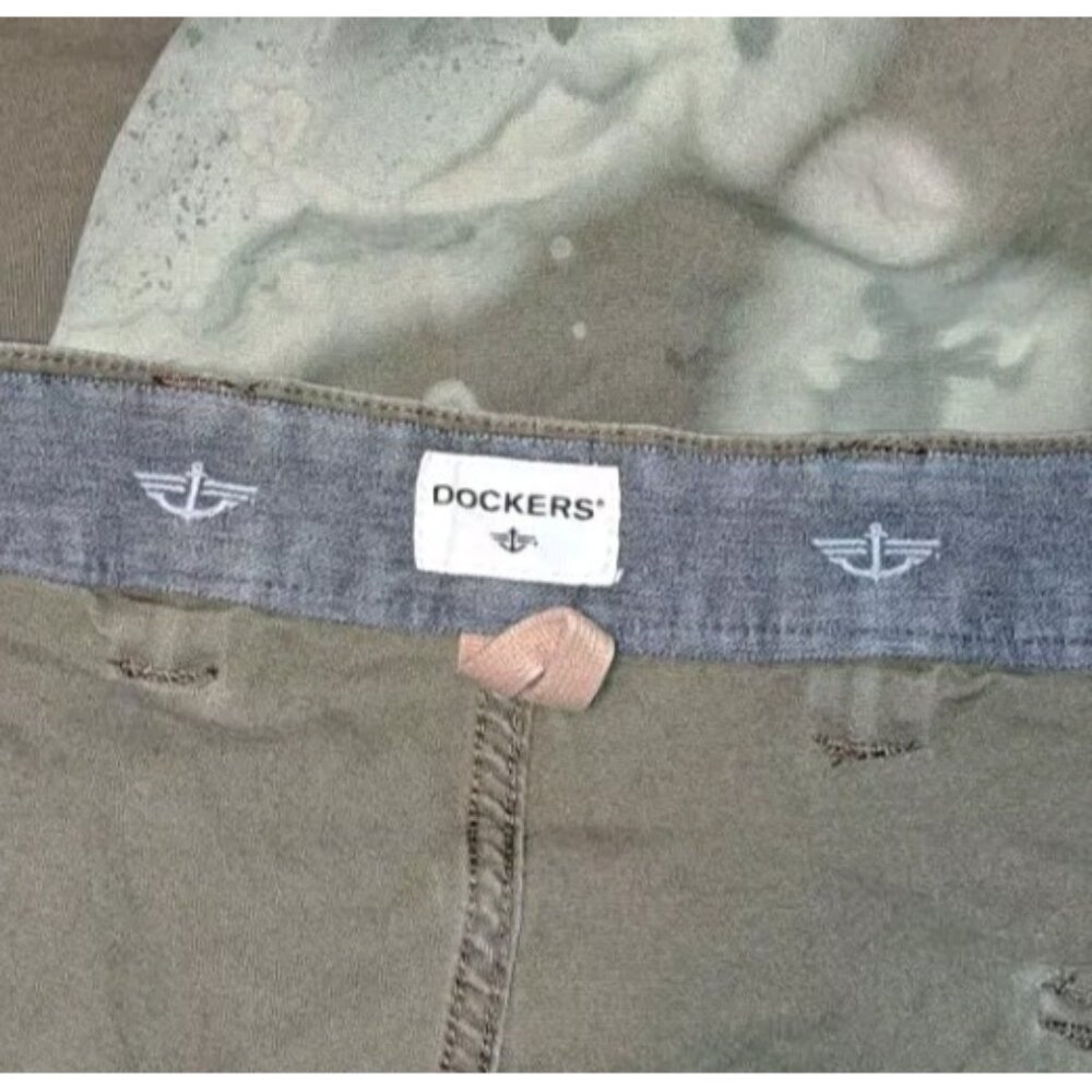 Dockers Mens Green Khaki Pants Custom Bleach 50x30 - Picture 4 of 7